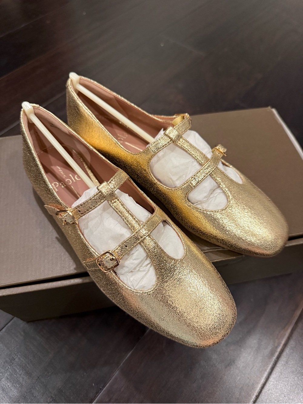 Girls' Gold Mary Jane Flats -